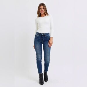 Judy Blue Mid Rise Blue Denim Skinny Jeans